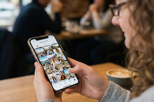 lisa looking at socials